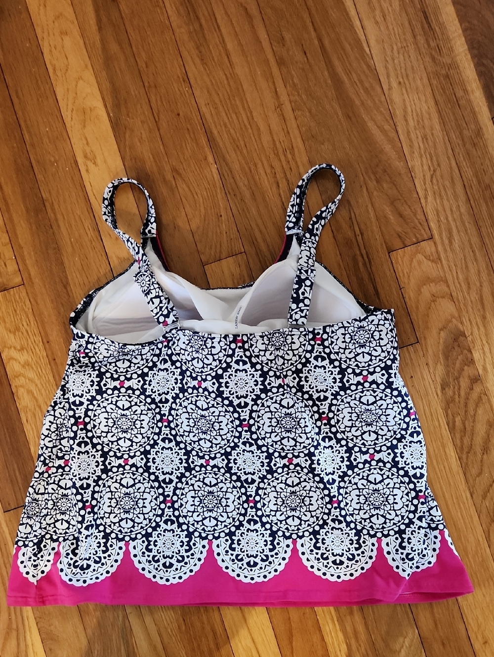 Lands' End NWOT Navy White Pink  Tankini Swim Top NWOT Plus size 18 W 🏖 - Picture 4 of 9